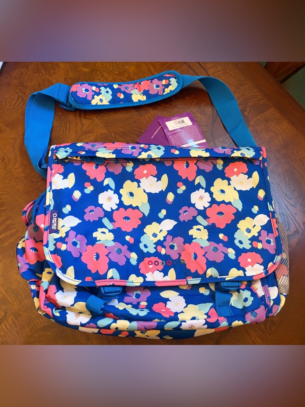 Floral Blue Messenger Bag - Unknown Brand